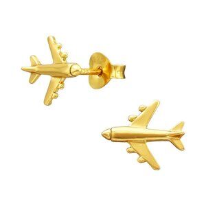 24k Gold Vermeil Tiny Stud Airplane Earrings
